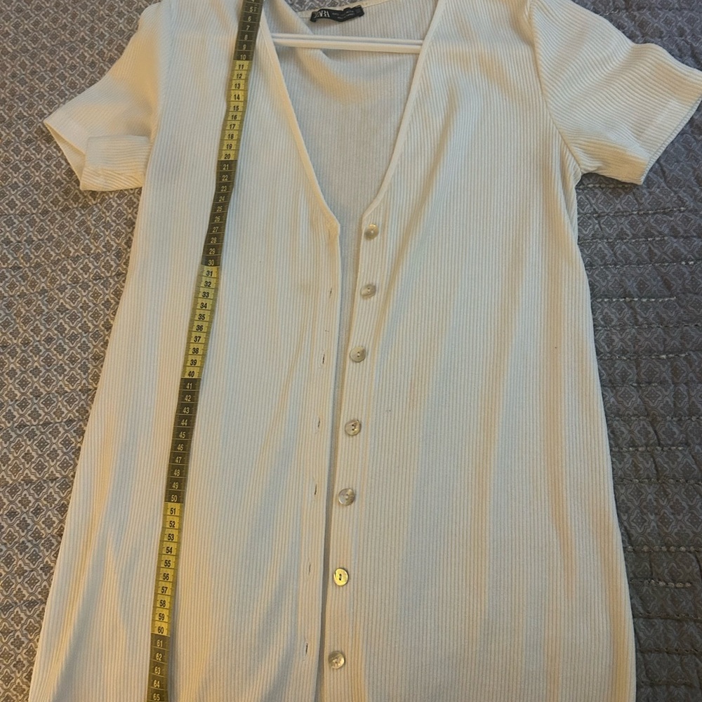 Zara Off-White Ribbed Knit Top - Picture 3 of 6